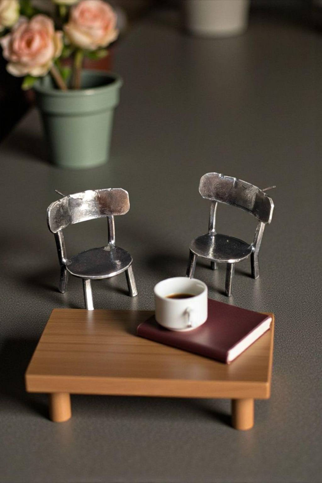 ②.「对话：在场&关系」椅子耳钉耳环；德国手艺人Noko作品；极简抽象派艺术/现代主义；两把小巧可爱的椅子，被凝固在金属中：一种关于“在场”的片段，也关于“关系”的暗示。椅子可以被理解为连接，也可能是等待？氧化银的质地让整体更显沉静，手工的细微痕迹，则保留了一种未被修整的素朴与真实。925纯银，约2.6cm｜x9326